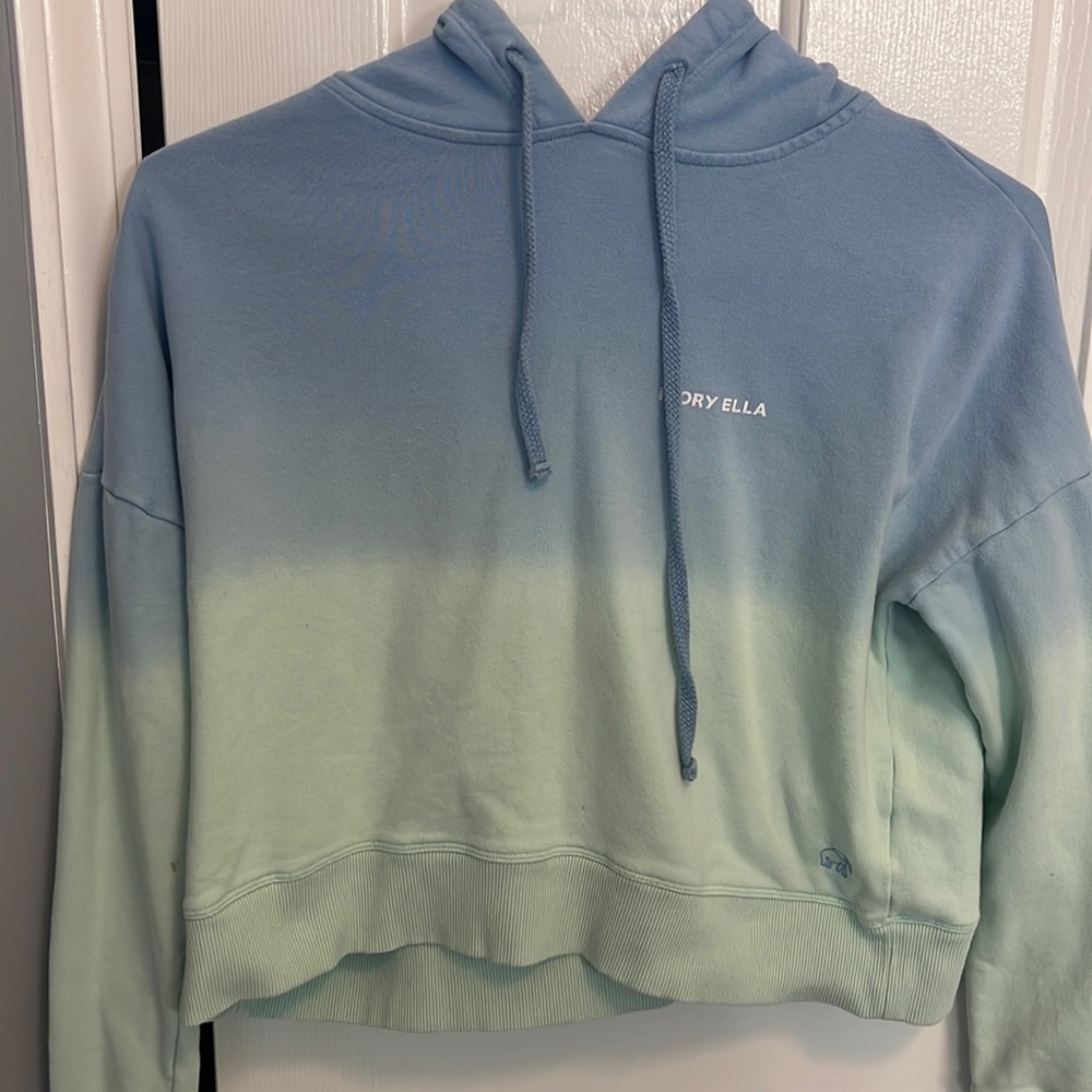 Ivory Ella ombre crop hoodie